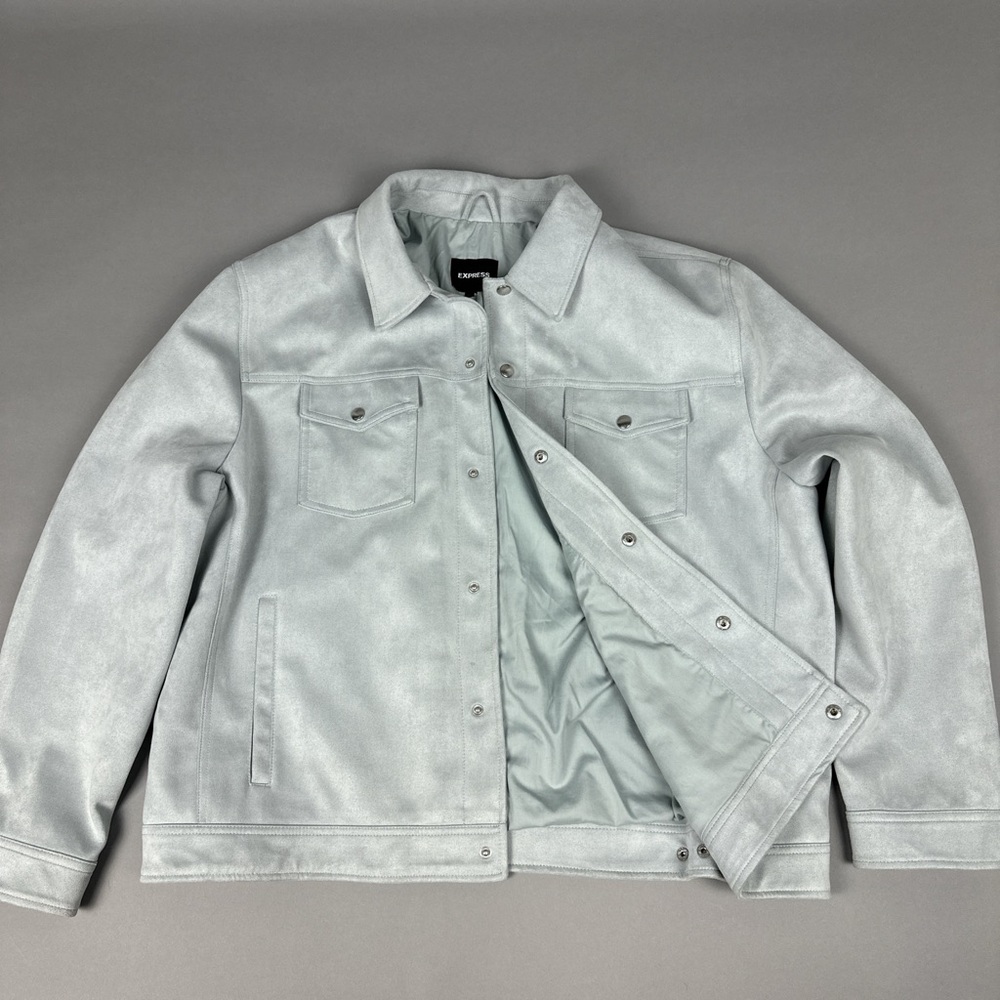 Express Light Blue Faux Suede Jacket